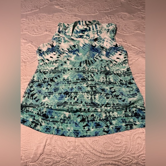 Alfani Sleeveless Blue Wrap Blouse - Picture 7 of 7